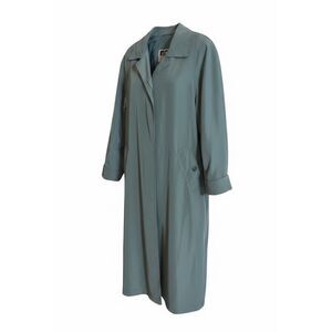 Vintage Utex Eaton Button Front Trench Coat with Shoulder Pads Green Size 10